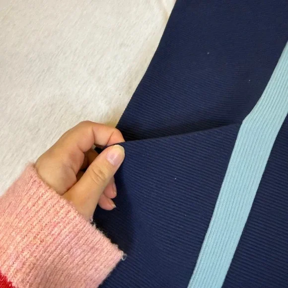 Boden Navy anita Ribbed Ottoman Shift Dress Light Blue Racing Stripe 2R J0477 - Picture 7 of 8